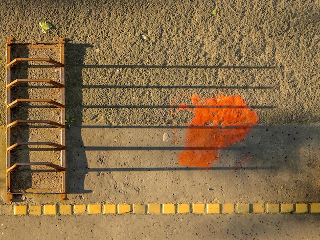 Metallic rack on wall