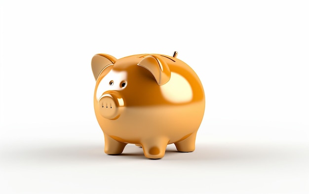 Metallic Savings Pig Isolated on a White Background Generative AI