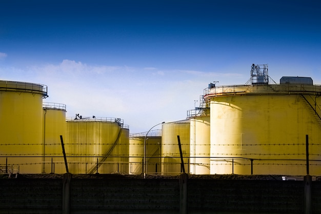 Metallic silos of a chemical plant