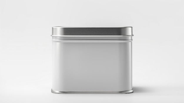 Photo metallic square tin can mockup