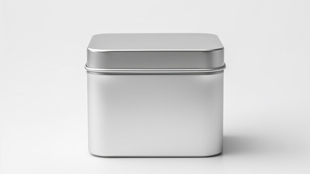 Photo metallic square tin can mockup