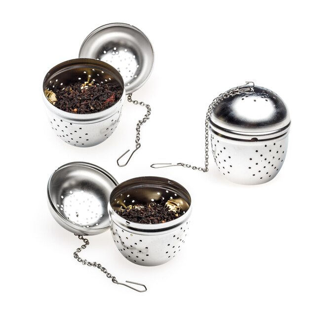 Photo metallic tea strainer infuser