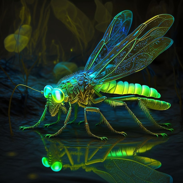 Metallic Translucent Swamp Mosquito Generative ai