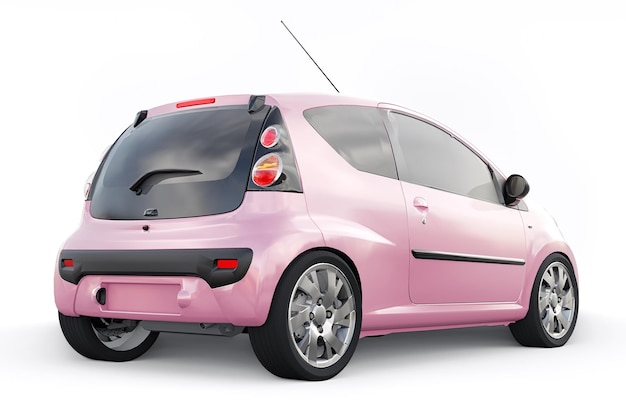 Metallic ultra compact city car for the cramped streets of historic cities with low fuel consumption 3d rendering