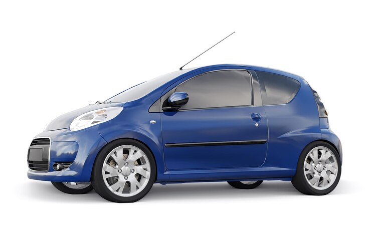 Metallic ultra compact city car for the cramped streets of historic cities with low fuel consumption 3d rendering