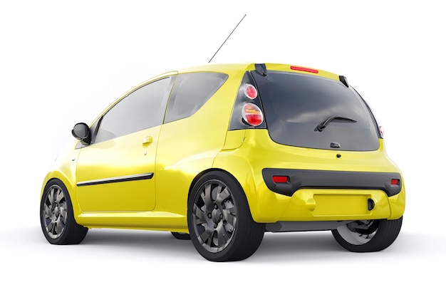 Metallic ultra compact city car for the cramped streets of historic cities with low fuel consumption 3d rendering