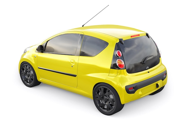 Metallic ultra compact city car for the cramped streets of historic cities with low fuel consumption 3d rendering