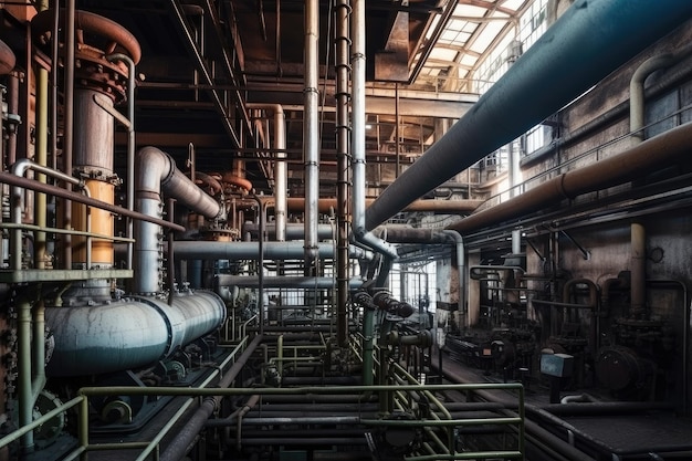 Metallurgical plant with complex network of pipes valves and tanks