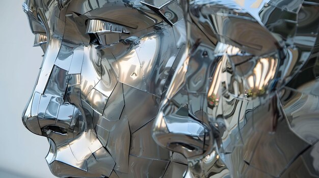 Metalmorphosis mirrors the transformation of society its shifting faces reflecting the everchanging nature of human identity and technology