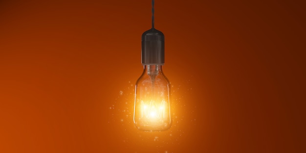 Metaphor - lamp as idea - 3d illustration