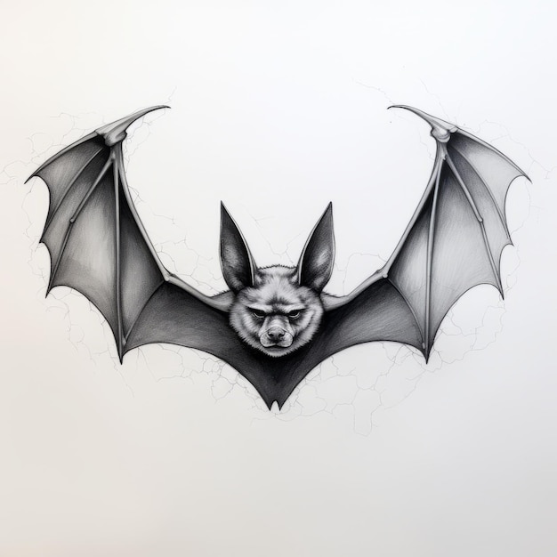 은유적 삽화 장난기 넘치는 표현을 가진 사실적인 박쥐 문신
