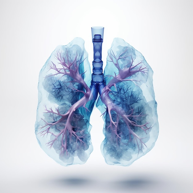 メタフォリックな複雑さ 現実的な人間の肺の解剖学 青で腐敗した