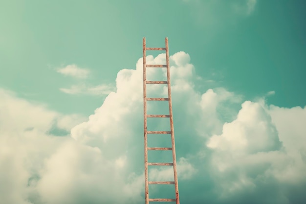 Metaphorically a ladder leaning on the clouds tries to reach the sky