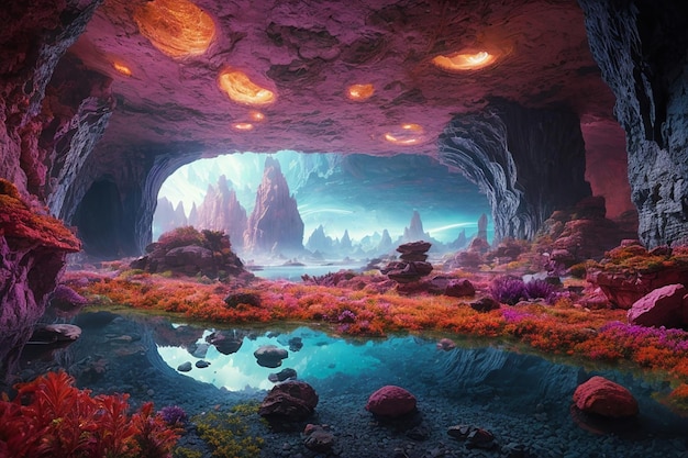 Metaverse Alien Planet Cave Extraterrestrial Exploration