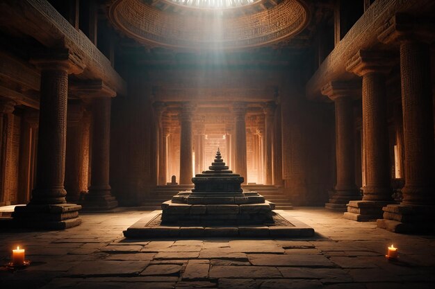Metaverse ancient temple interior mystical virtual monument