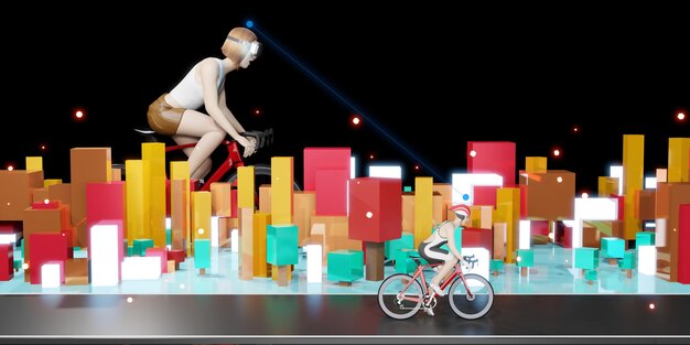 Metaverse Avatars VR Goggles Exercise Cycling Cycling Metaverse World Activities and Games