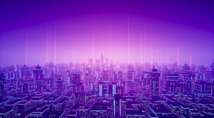 Photo metaverse city concept 3d render