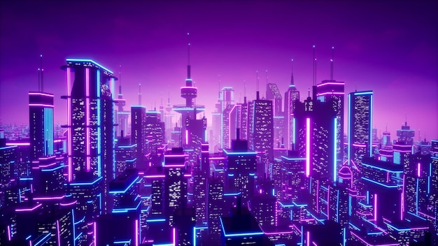 Photo metaverse city or cyberpunk concept 3d render