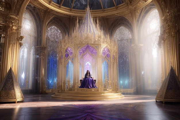 Metaverse Crystal Palace Throne Room Fantasy Royalty