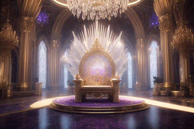 Metaverse Crystal Palace Throne Room Fantasy Royalty