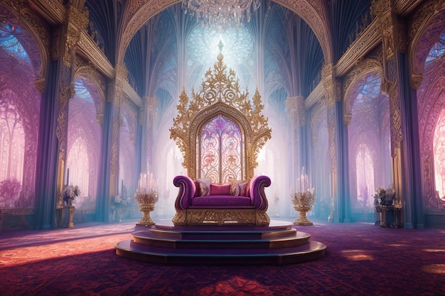 Metaverse Crystal Palace Throne Room Fantasy Royalty