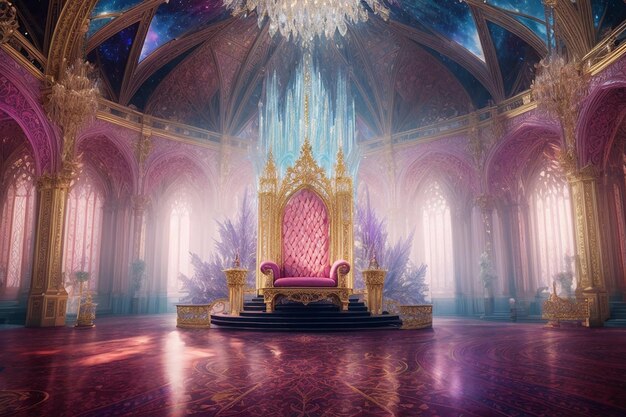 Metaverse Crystal Palace Throne Room Fantasy Royalty