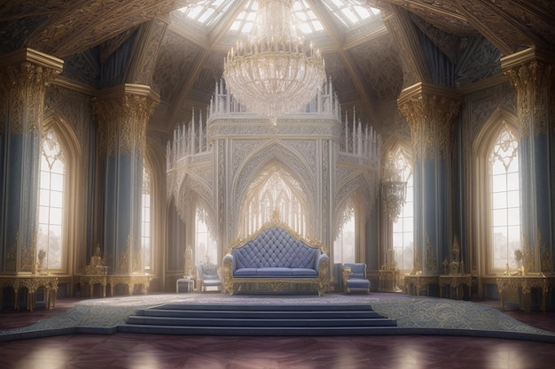 Metaverse Crystal Palace Throne Room Fantasy Royalty