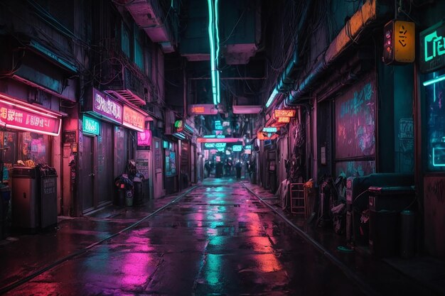 Metaverse Cyberpunk Alley Underground NeonLit District