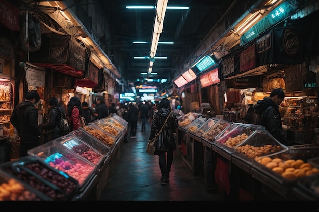 Metaverse Cyberpunk Market Underground Futuristic Bazaar