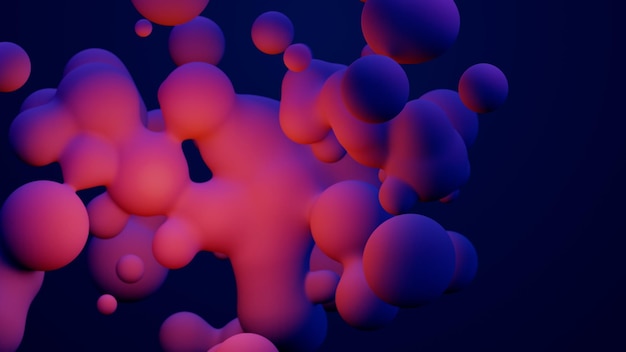 Metaverse d render morphing animatie roze paarse abstracte metaball metasphere bubbels kunst sfeer