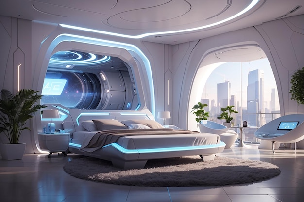 The Metaverse Escape Enter the Virtual Realm A Futuristic Bedroom