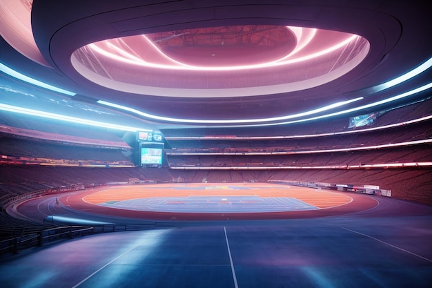 Metaverse Futuristic Stadium Interior High Tech Sports Arena