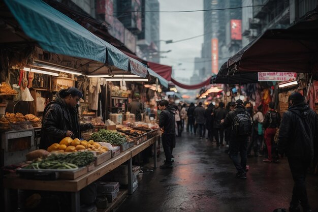 Metaverse Futuristic Street Market Cyberpunk Bazaar