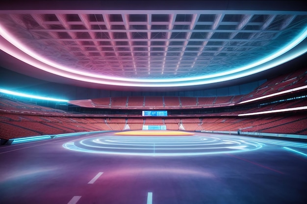 Metaverse futuristisch stadion interieur High Tech Sports Arena