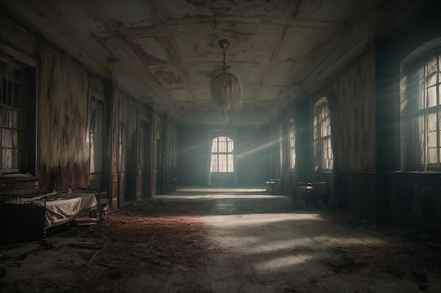 Metaverse Haunted Asylum Interior Digital Horror Scene