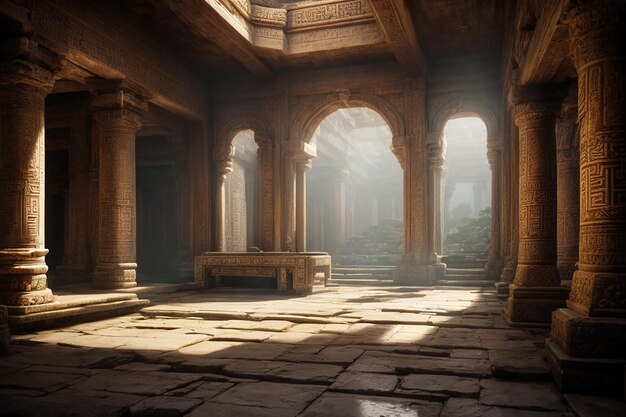 Metaverse Lost Temple Interior Ancient Mysteries in Virtual World