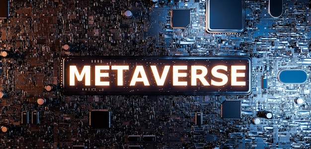 사진 전자 보드에 metaverse 기호