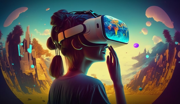 Metaverse Technology conceptsTeenager play VR virtuaGenerative AI