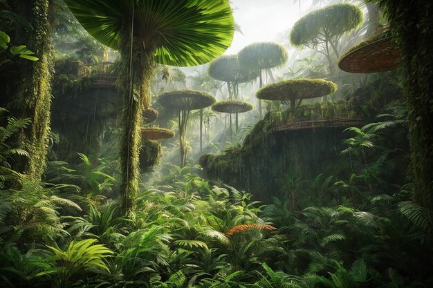 Metaverse virtual rainforest exotic jungle environment