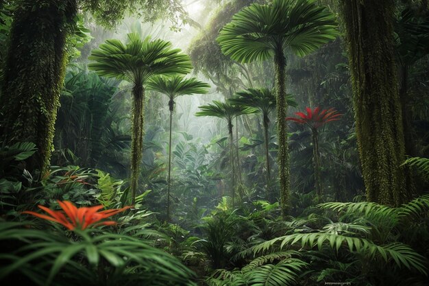 Metaverse virtuele regenwoudluifel Exotische jungleomgeving