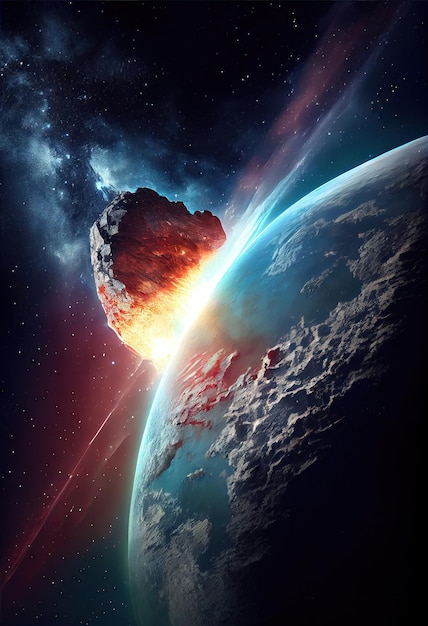 Photo meteor falling comet armageddon devastating meteorite abstract generative ai illustration