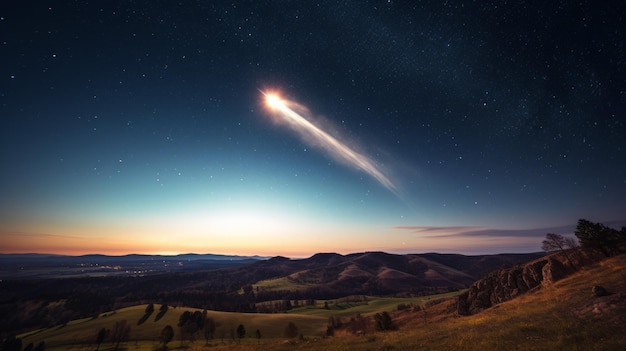 Foto un fenomeno meteorico nel cielo