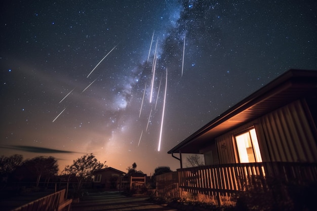 写真 流星群が地球の大気圏に突入する際の光の筋