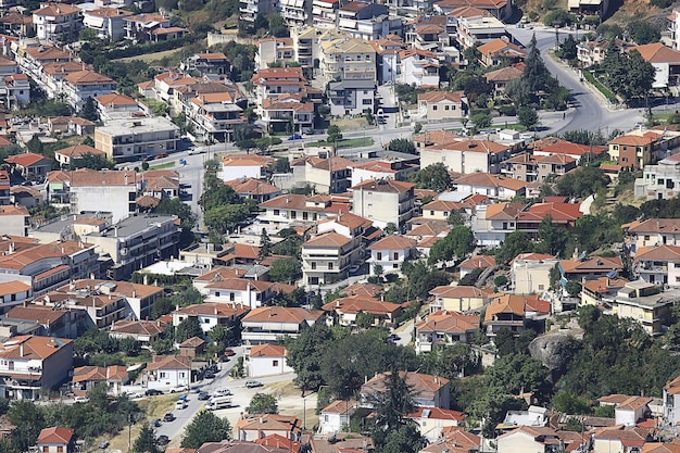 Meteora city greece roof top view panorama landscape city in europe