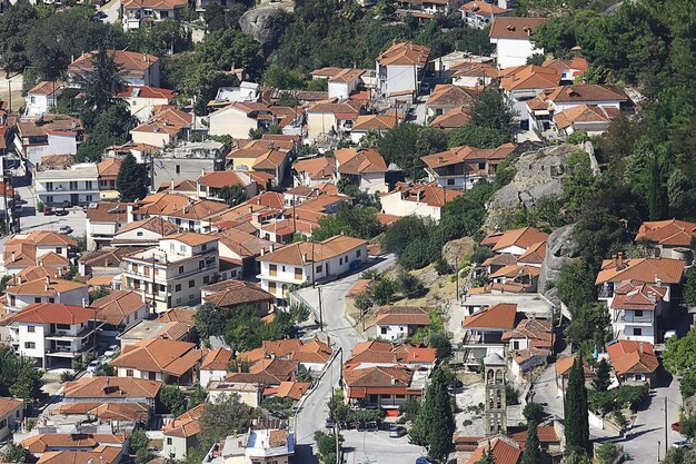 Meteora city greece roof top view panorama landscape city in europe