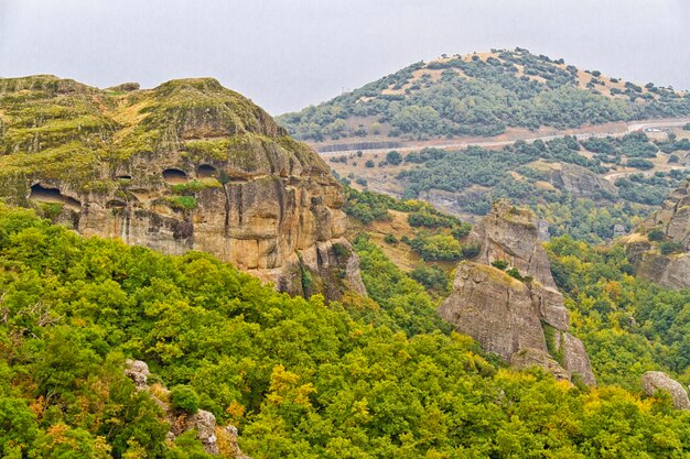 Meteora cliffs and monasteries