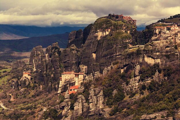 Meteora-kloosters in Griekenland. Instagram-filter.