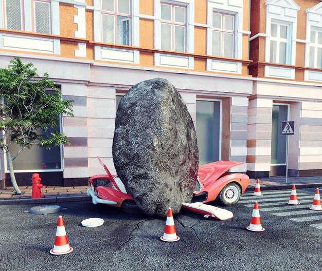 Meteorite destroy parked car