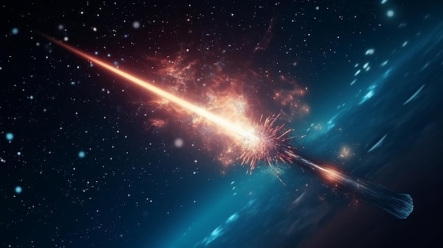 A meteorite is shooting at the space