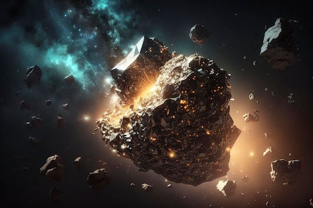 Метеориты в космосе Технология искусственного интеллекта сгенерировала изображение